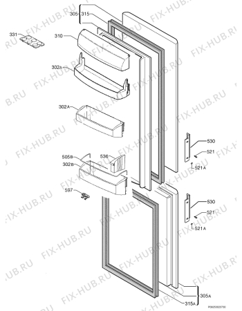 Взрыв-схема холодильника Aeg Electrolux S61362KG8 - Схема узла Door 003